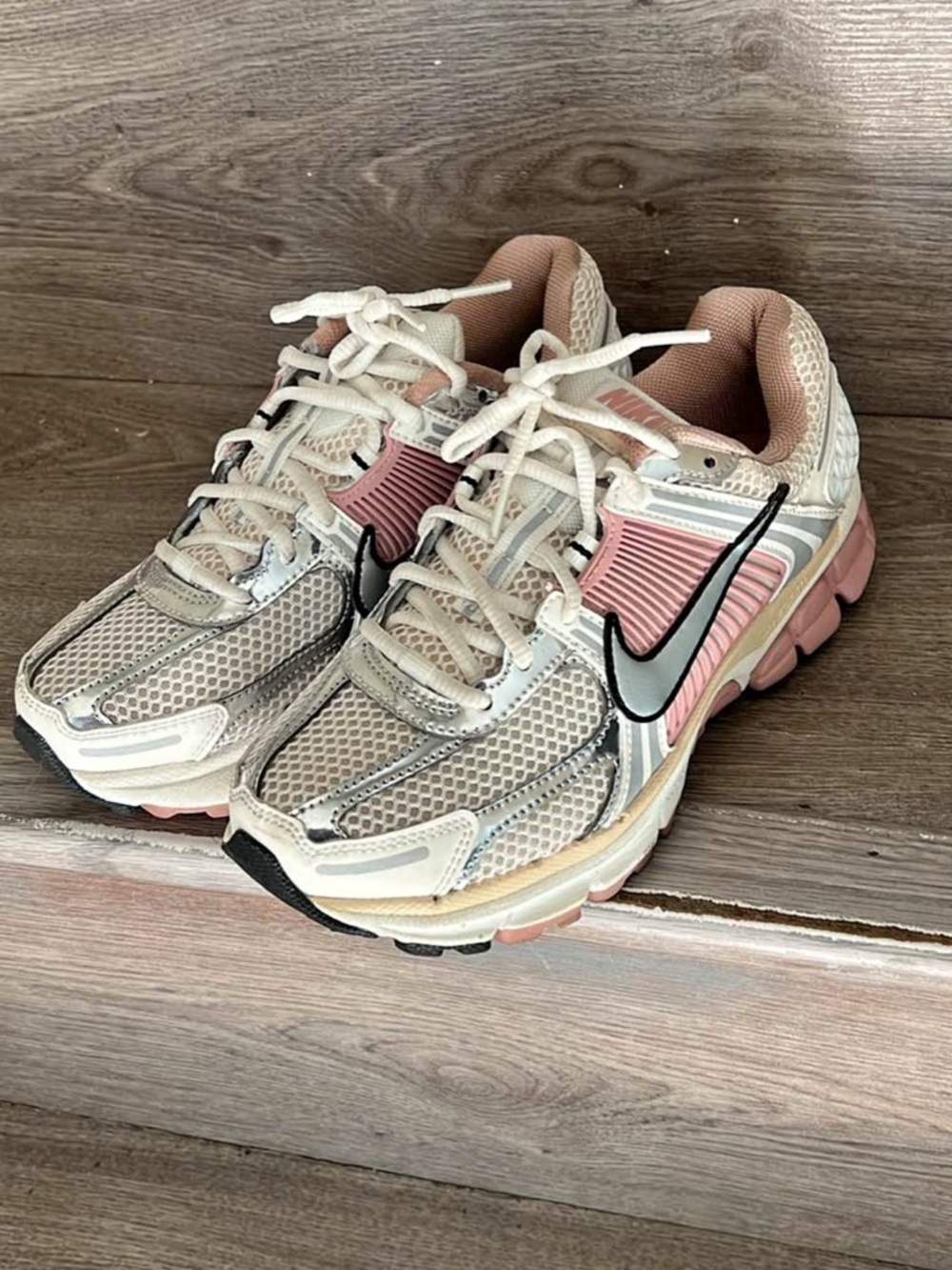 Nike Women's Mesh Running Shoes in Pink, Cream & Black